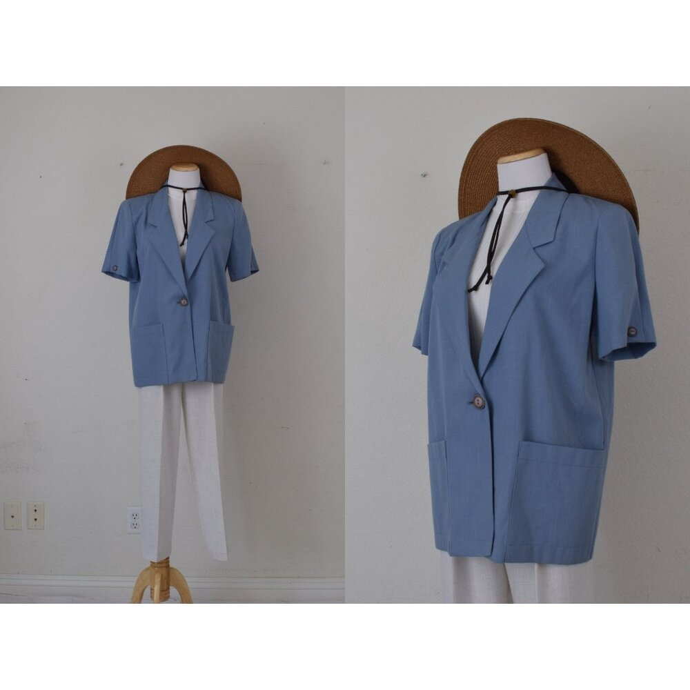 Vintage 90s Blue Lightweight Blazer by Sag Harbor size 10P
